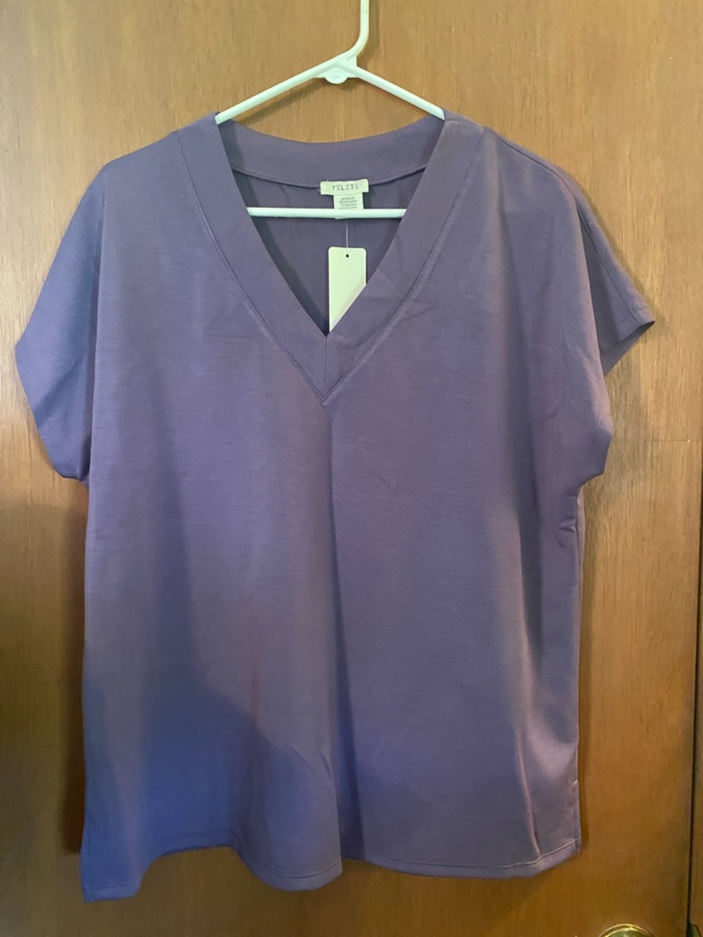 Yelete Violet V-Neck Short Sleeve Top